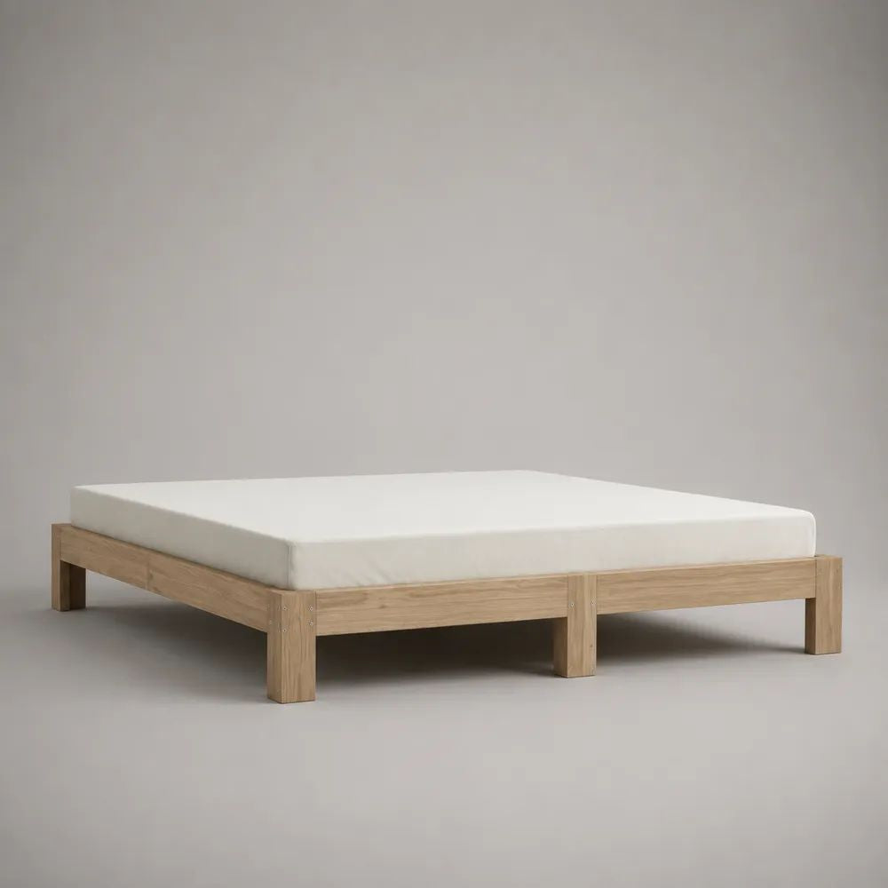 Massivholzbett Doppelbett ohne Kopfteil, Natur, Liegefläche 160 x 200 cm, Außenmaß 168 x 208 x 31 cm